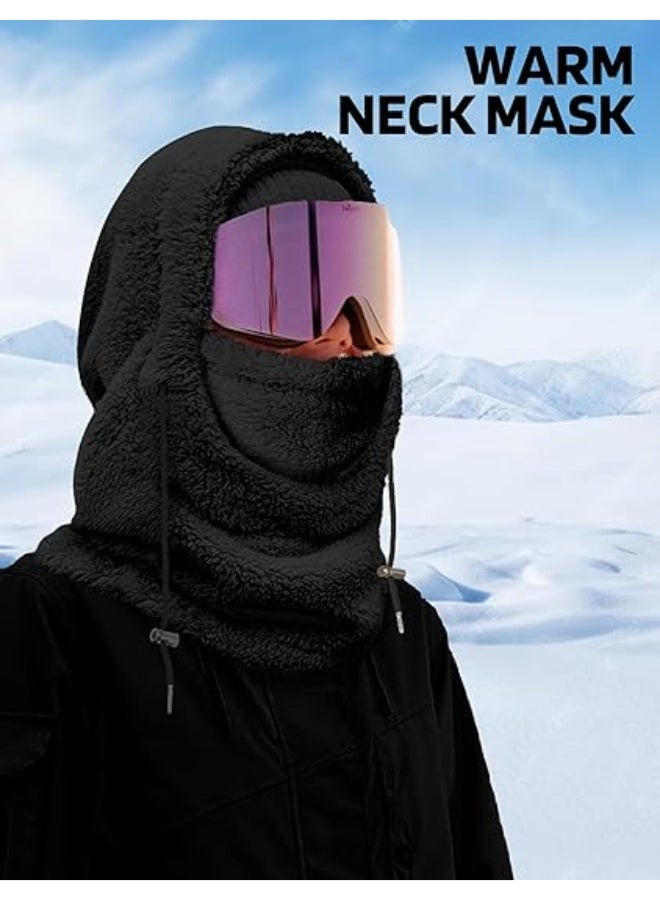 CLENEA Balaclava Winter Ski Mask for Men Women, Fleece Face Mask, Women Hat Neck Windproof Hooded Scarf, Cold Weather Warm Face Cover - Image 5